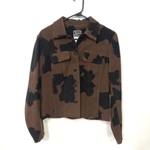 Lennie for Nina Leonard Brown Black Cow Print Jacket Western